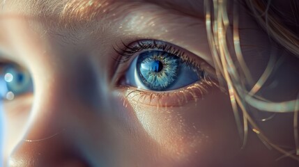 A macro photograph of a child's eye