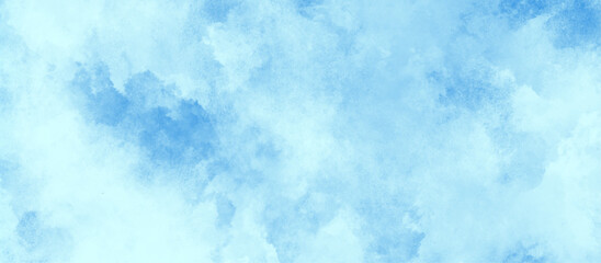 Soft and washed Watercolor cloudy sky blue abstract background, blue sky with clouds watercolor background with splashes, Chaotic light watercolor background paper texture, Abstract soft blue sky.