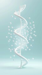 A white spiral DNA structure with many small white dots