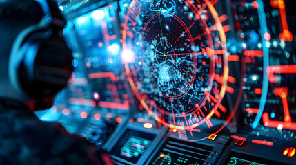 Advanced radar system used by operators to monitor space for defense purposes. Concept Defense, Radar System, Advanced Technology, Space Monitoring, Operators