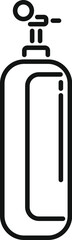 Simple black and white icon of an oxygen cylinder, commonly used in hospitals and medical settings for supplying oxygen to patients