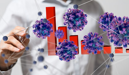 virus Connecting lines and dots.Big data visualization