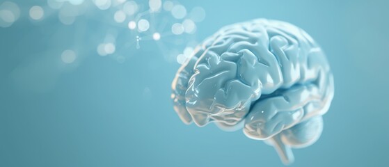 A blue brain with a white background