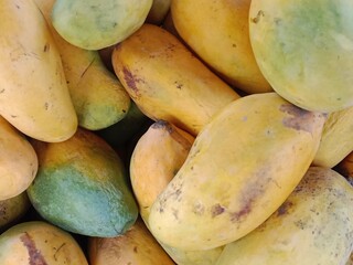 yellow mango fruit pile pattern.Mangifera indica fruit pile pattern 