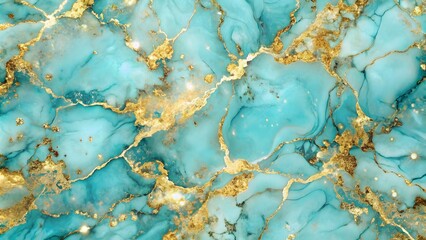 Abstract blue marble background with golden