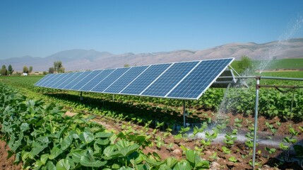 Solar-Powered Irrigation System in a Lush Field