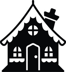 simple gingerbread house  silhouette black design white background