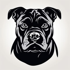 american bully black art only cut file white background , generated by AI. High quality photo