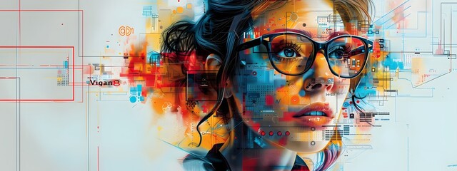 Design art concept abstract contemporary modern background business graphic idea. vibrant and colorful collage featuring elements of design, technology, innovation