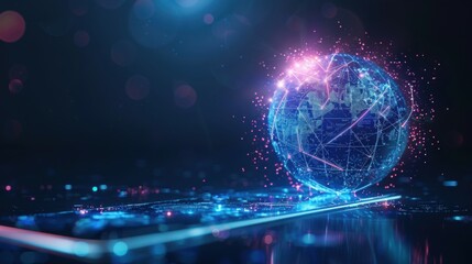 The world wide web in the form of a globe in the phone. global internet connection