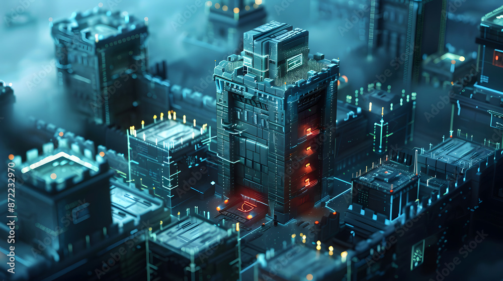 Poster endpoint security fortress, computer security with an image showing a fortress surrounding endpoint 