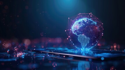 The world wide web in the form of a globe in the phone. global internet connection