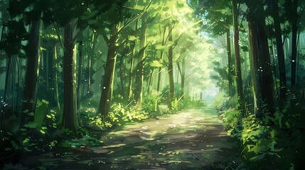 Fototapeta premium Sunlit Forest Path