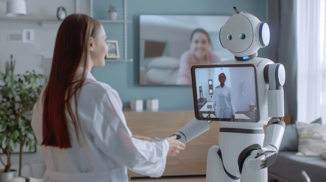 Human and Robot Interacting During a Video Call