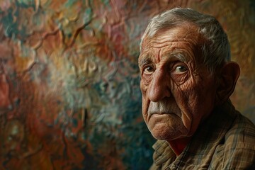 Fototapeta premium Portrait of Elderly Man with Thoughtful Expression