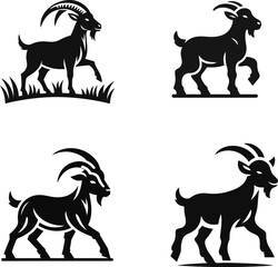 Goat silhouette icon symbol logo black design vector illustration