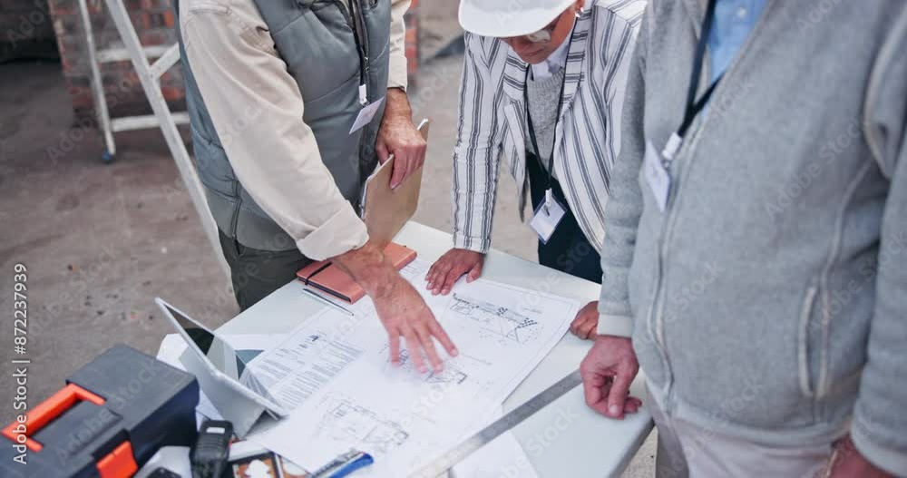 Aufkleber construction, building and blueprint for planning or people, property development and architecture c