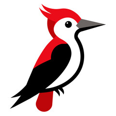 Red-headed Woodpecker Vector Illustration Detailed Bird Drawing