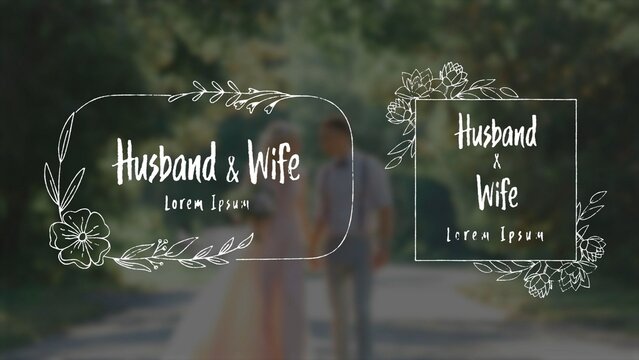 Hand drawn Wedding Titles with Flowers 