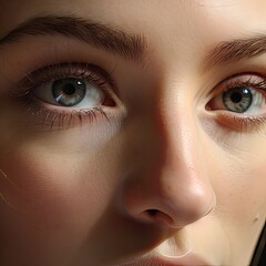 Naklejka premium portrait of young female permanent make-up artists, hyper realistic , generated by AI. High quality photo