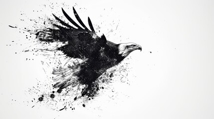 A proud eagle, soaring through an expanse of white