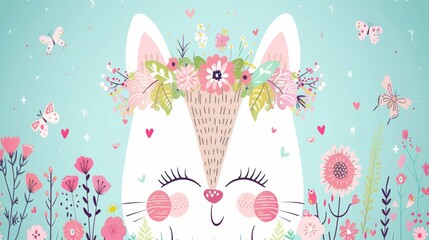 cat among flowers