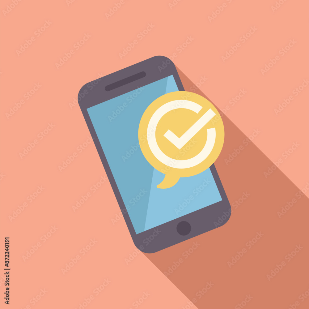 Poster smartphone is showing a validation check mark on the screen