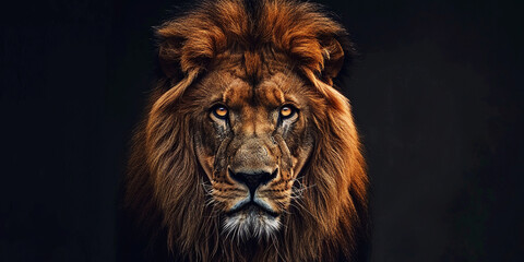 Fototapeta premium A lion is looking at the camera