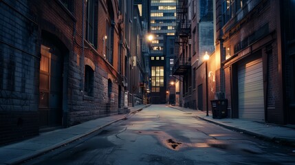 Fototapeta premium A quiet urban alleyway, with no pedestrians or vehicles