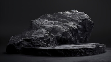 Black stone podium for product display
