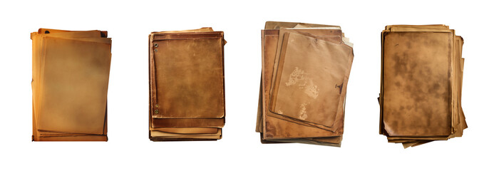 Top Secret folder set. Classified archives collection. Confidential documents. Mystery folders containing sensitive information. Noir Private detective style. Transparent PNG background