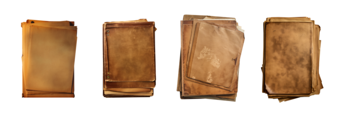 Top Secret folder set. Classified archives collection. Confidential documents. Mystery folders containing sensitive information. Noir Private detective style. Transparent PNG background