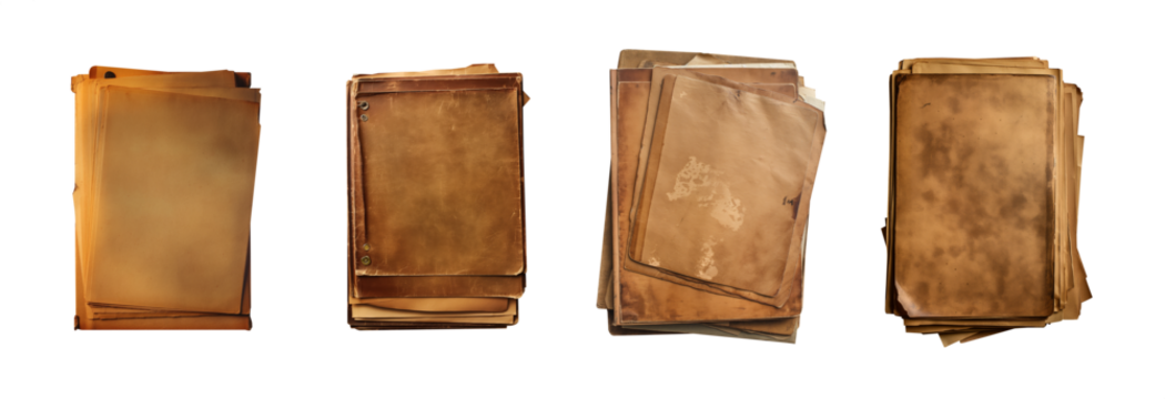 Top Secret folder set. Classified archives collection. Confidential documents. Mystery folders containing sensitive information. Noir Private detective style. Transparent PNG background