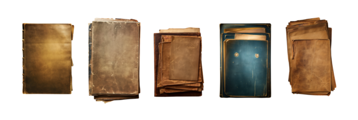 Mysterious Top Secret folders set. Classified archives collection. Confidential documents. Mystery folders containing sensitive information. Noir Private detective style. Transparent PNG background