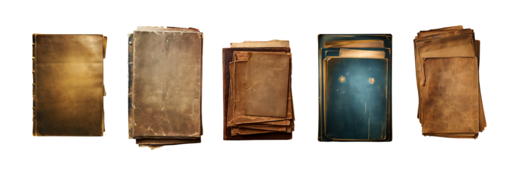 Mysterious Top Secret folders set. Classified archives collection. Confidential documents. Mystery folders containing sensitive information. Noir Private detective style. Transparent PNG background