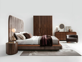 Minimal furniture on living room, simple and minimalistic furniture, furniture on interior design, modern and trendy furniture on empty interior