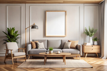 Fototapeta premium modern living room with fireplace