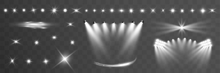 Obraz premium Light wave shine spotlight effect,vector glow line sparkle shine. Silver wavy effects. 