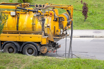 A special machine for cleaning and flushing sewers.