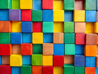 Abstract background with colorful wooden cubes.
