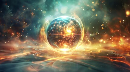 Obraz premium Abstract Cosmic Orb with Glowing Energy and Light Streaks