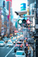 City street security camera surveillance system designed for motion face identity detection
