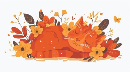 cat among flowers