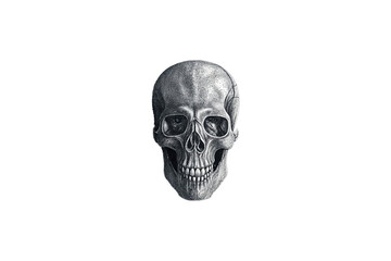 Fototapeta premium Skull on a white background , black and white photo