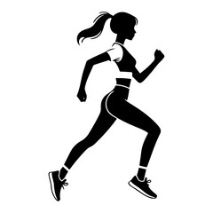 A silhouette runner girl speed running for a race or success