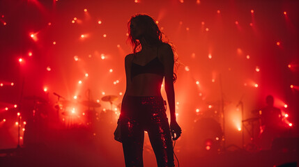 Silhouette of a female celebrity on stage