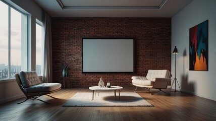 Modern interior room with wall design white apartment home blank empty furniture wall background