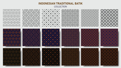 INDONESIAN TRADITIONAL BATIK PATTERN COLLECTION, ELEMENT DESIGN, BATIK SET, KAWUNG BATIK