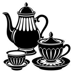 Graceful Tea Set Silhouette Elegant Icons for Tea Lovers