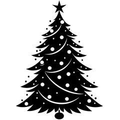 Christmas tree silhouette vector art illustration